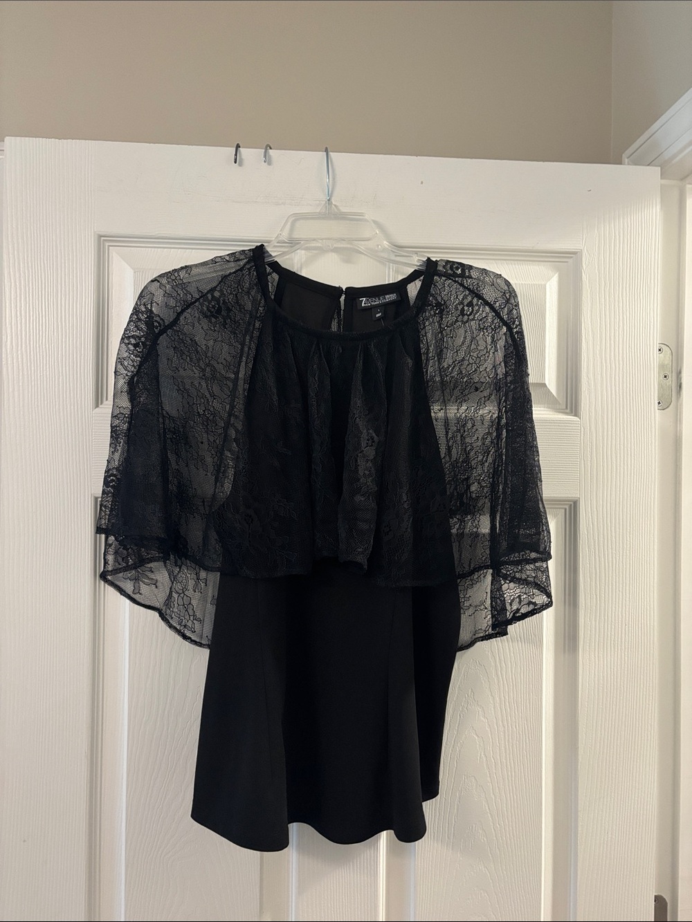 New York & Company Black Lace Overlay Blouse